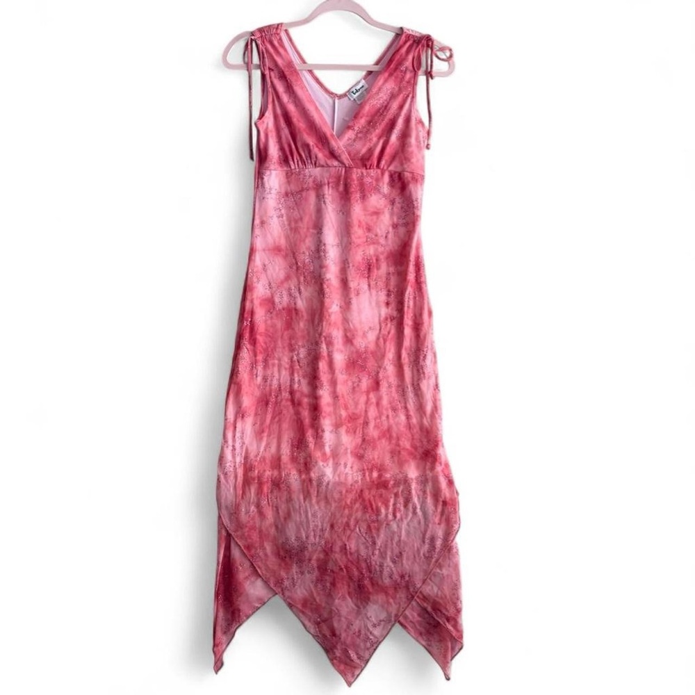 Vintage Y2K Maxi Dress Glitter Florals and Layered Skirt Size Medium